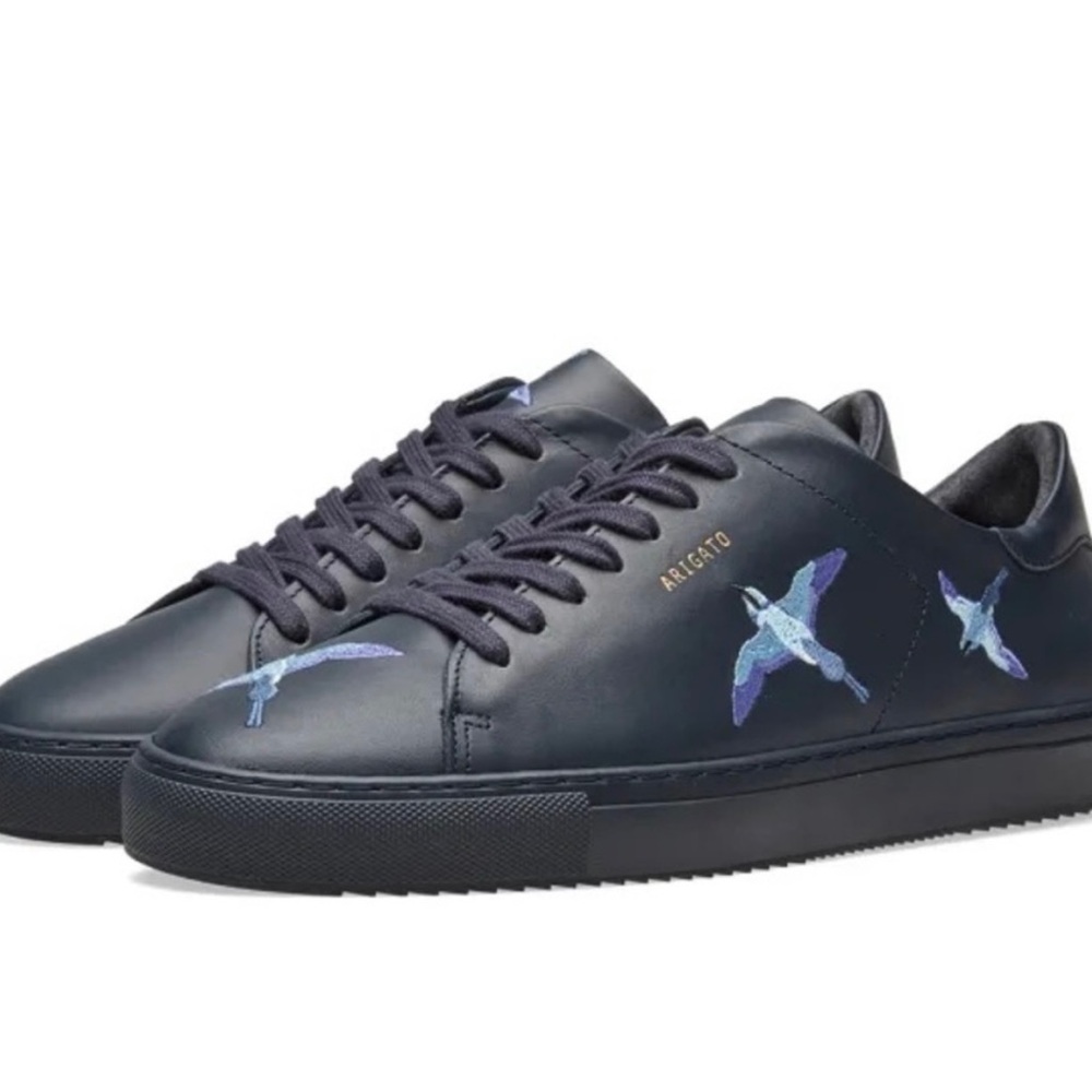 Axel Arigato Clean 90 Bird Embroidered Sneakers US 6.5 EU 37 Navy Blue Leather